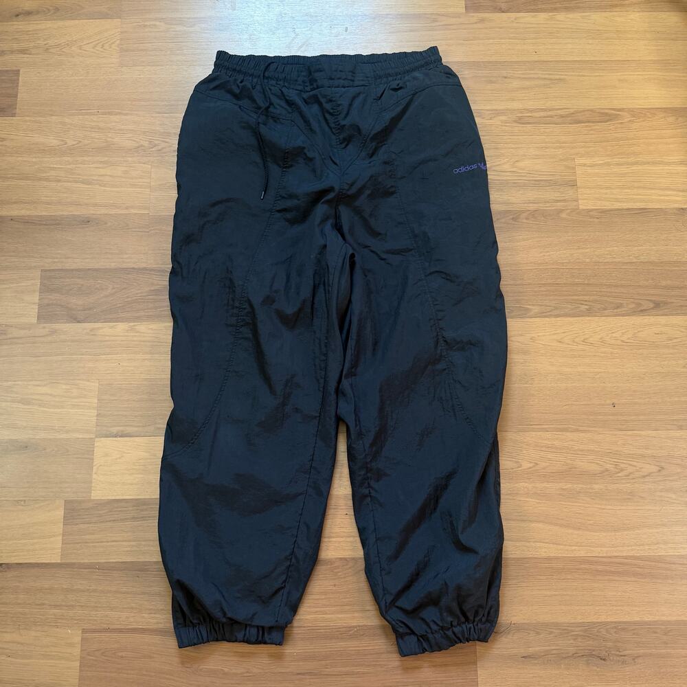 Men's Vintage 90's Adidas Black Purple Nylon Lined Jogger Track Pants Sz Large